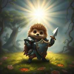 A holy depiction of a hedgehog character in a fantasy Dungeons & Dragons setting