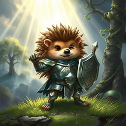 A holy depiction of a hedgehog character in a fantasy Dungeons & Dragons setting