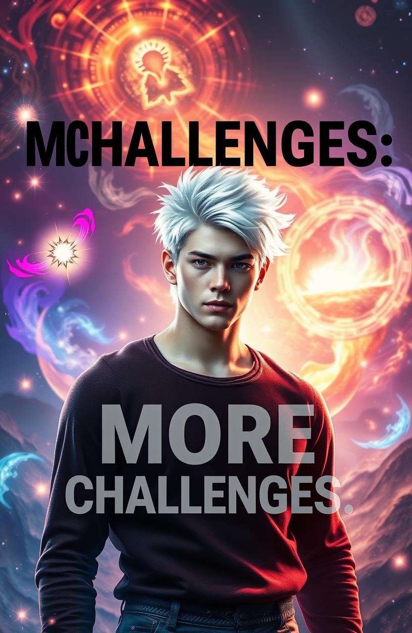 A young handsome man with striking white hair, showcasing an aura of power and mystique