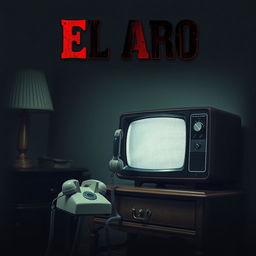 An eerie and haunting poster featuring a telephone off the hook positioned next to a vintage television