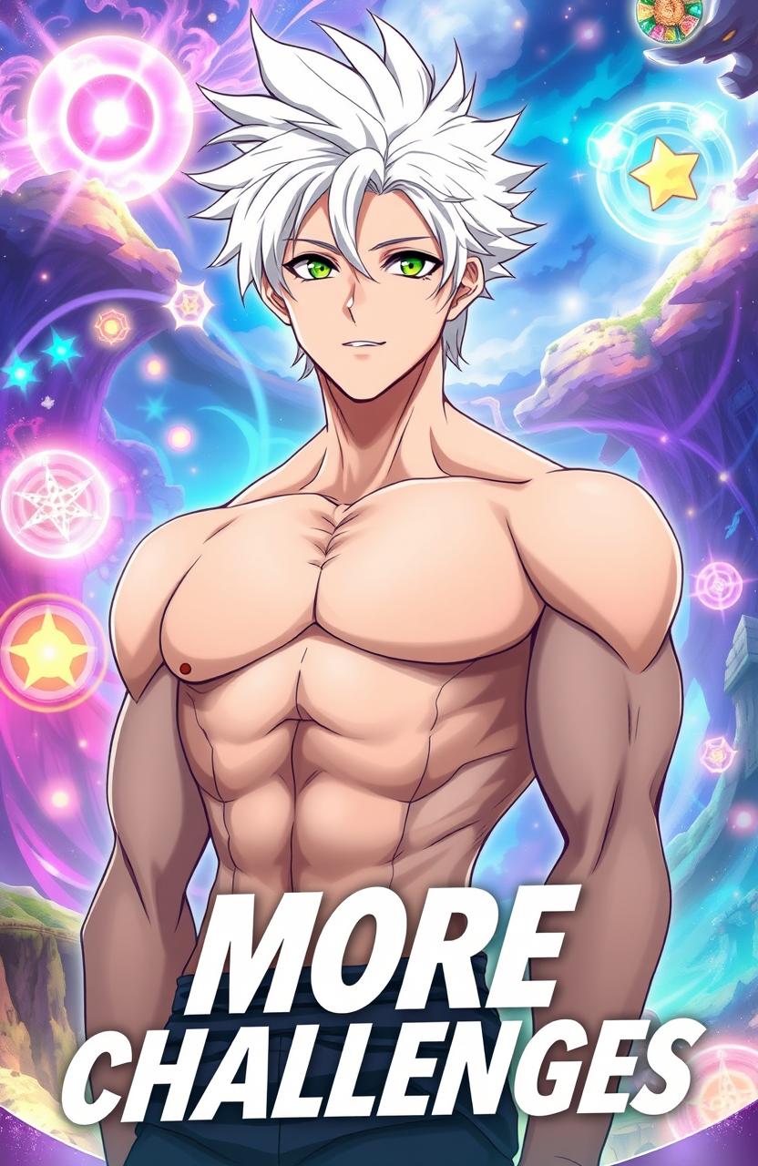 A handsome anime-style man with striking white hair, exuding confidence and charm