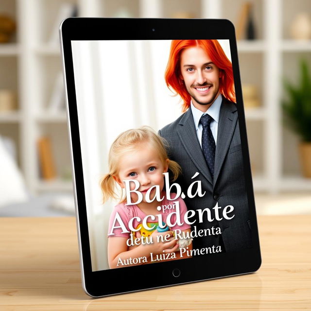 An engaging ebook cover featuring a striking red-haired woman, a young blonde girl, and a man dressed in a sharp suit