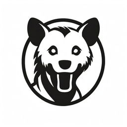 A black and white, edgy hyena logo, designed in a biker style.