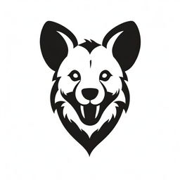 A black and white, edgy hyena logo, designed in a biker style.