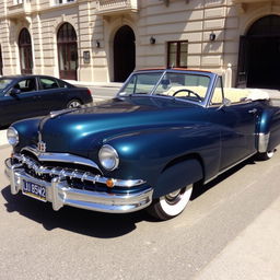 A vintage 1949 Lincoln Cosmopolitan convertible featuring a more pronounced slope to the hood