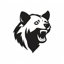 A black and white logo of a hyena in a rugged biker style with strong, aggressive characteristics.