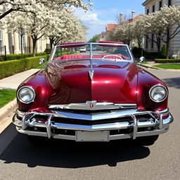 A unique 1949 Lincoln Cosmopolitan convertible, showcasing a hood design inspired by the iconic Mercedes 300SL