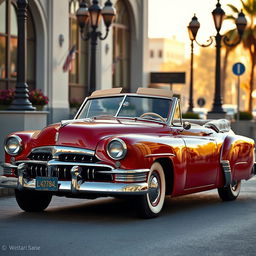 A beautifully crafted 1949 Lincoln Cosmopolitan convertible, featuring a uniquely low hood design inspired by the Mercedes 300SL