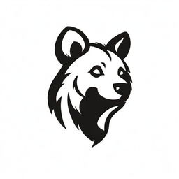 A black and white logo of a hyena in a rugged biker style with strong, aggressive characteristics.