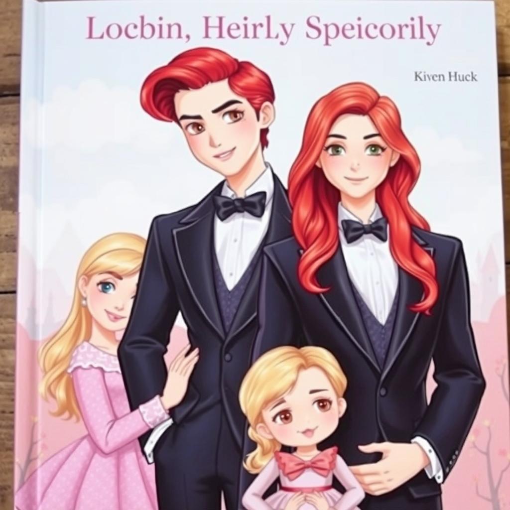 A book cover featuring a beautiful scene with a stunning red-haired woman and a dapper man in a stylish suit