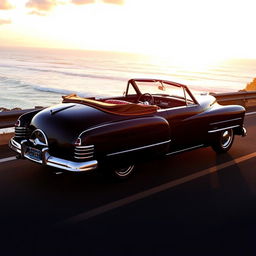 A striking 1949 Lincoln Cosmopolitan convertible, now featuring wider tires that enhance its classic stature and give it a more aggressive stance