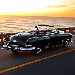 A striking 1949 Lincoln Cosmopolitan convertible, now featuring wider tires that enhance its classic stature and give it a more aggressive stance