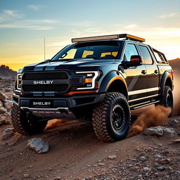 A customized Expedition Tremor blending the rugged architecture of an off-road vehicle with parts and aesthetics from a Shelby F-150 Baja