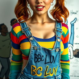 A closeup shot of a gorgeous female with auburn hair styled in pigtails