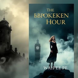 A captivating book cover for a novel titled 'The Unbroken Hour'