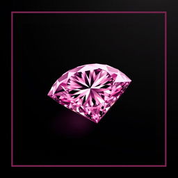 A large, eye-catching pink diamond situated in the corner of the image, gracefully faded into a deep black background