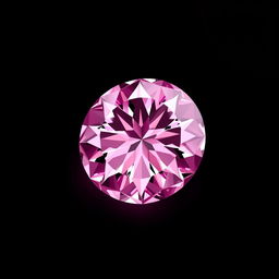 A large, stunning pink diamond beautifully located in the corner of the image, displaying a faded effect that seamlessly blends into a deep black background