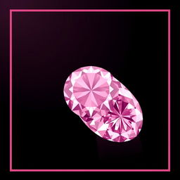 A large, stunning pink diamond beautifully located in the corner of the image, displaying a faded effect that seamlessly blends into a deep black background