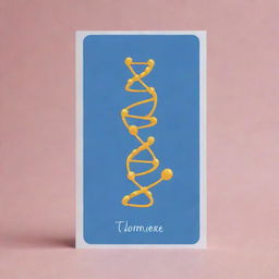 Illustrate a cute, cartoon-style 'Telomere' card, an 'upcell' type. Visualize Telomeres as adorable DNA-sequence structures at the ends of a cell's chromosomes, signifying increased cell longevity and resistance with a protective glow.