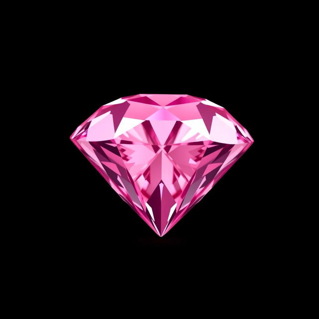 A large, stunning pink diamond positioned in the corner of the image, elegantly faded into a rich black background