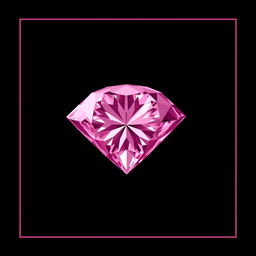 A large, stunning pink diamond positioned in the corner of the image, elegantly faded into a rich black background