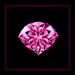 A large, stunning pink diamond positioned in the corner of the image, elegantly faded into a rich black background