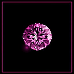 A large, stunning pink diamond positioned in the corner of the image, elegantly faded into a rich black background