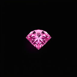 A large, magnificent pink diamond positioned in the corner of the image, artistically faded into a sleek black background