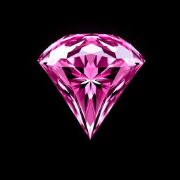 A large, magnificent pink diamond positioned in the corner of the image, artistically faded into a sleek black background