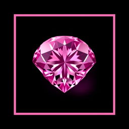 A large, magnificent pink diamond positioned in the corner of the image, artistically faded into a sleek black background