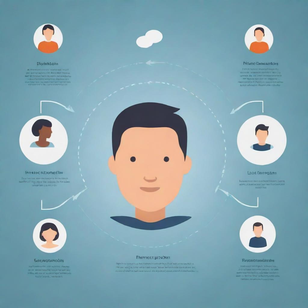 An informative diagram showcasing effective communication techniques. It contains elements like active listening, empathy, clarity, feedback, and non-verbal gestures, all interconnected to illustrate a holistic communication process.