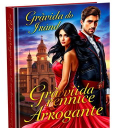 A captivating book cover for a romance novel titled "Grávida do Príncipe Arrogante"