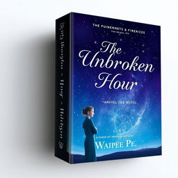 A captivating book cover for a novel titled 'The Unbroken Hour