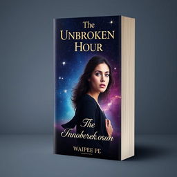 A captivating book cover for a novel titled 'The Unbroken Hour