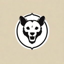 A biker style logo with a hyena skull at its center.