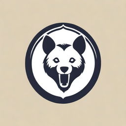 A biker style logo with a hyena skull at its center.