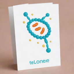 Design a quirky, cartoon-style 'Telomere' card, an 'upcell' type. Depict Telomeres as playful DNA-sequence structures at the ends of a smiling cell's chromosomes. The cell should exude a protective glow indicating enhanced lifespan and resistance.