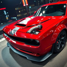 A striking 2020 Dodge Demon featuring a powerful turbocharger, showcased in a captivating setting