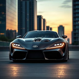 A futuristic 2024 Toyota Supra MK4 featuring an incredible W16 engine, beautifully designed with sleek, aerodynamic lines