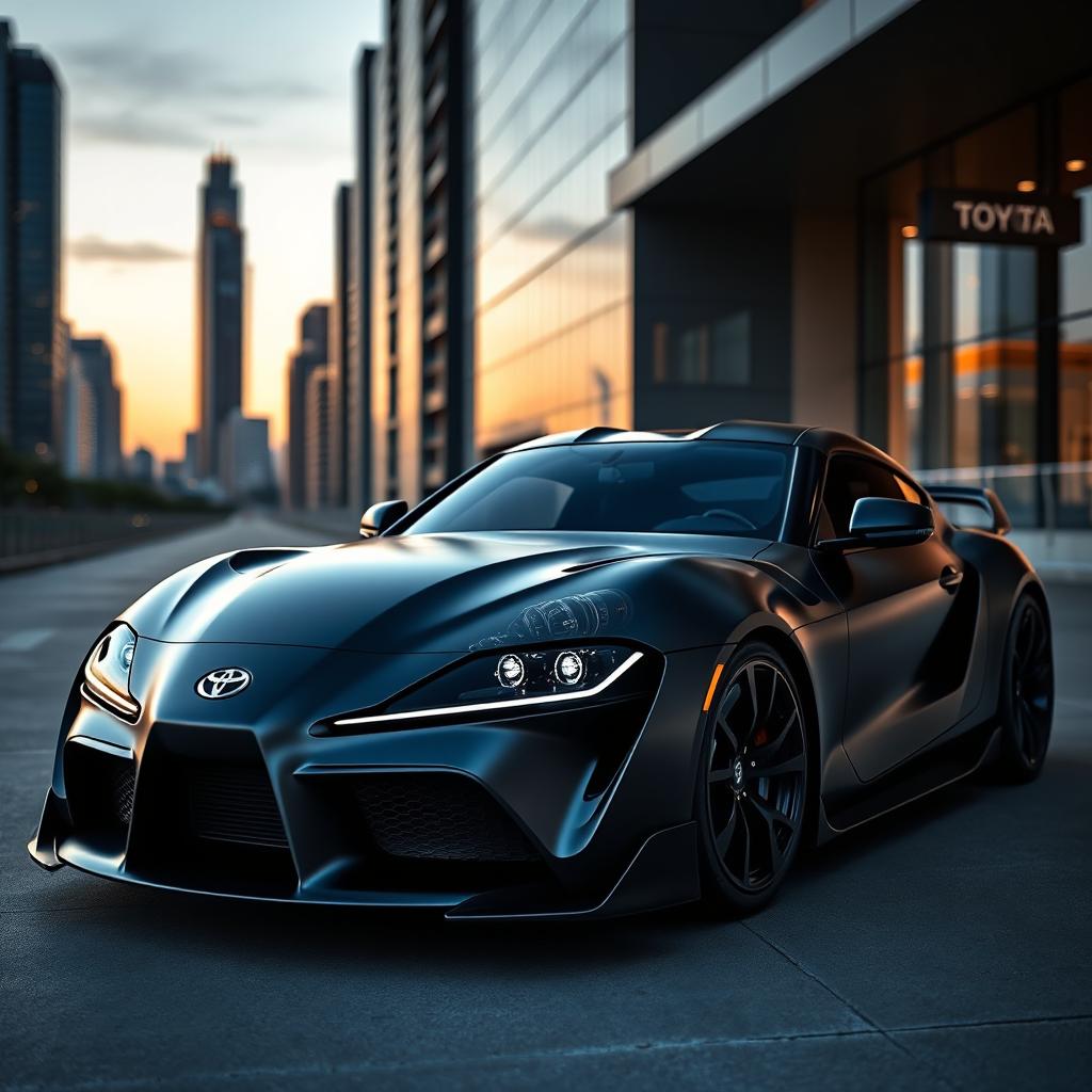 A futuristic 2024 Toyota Supra MK4 featuring an incredible W16 engine, beautifully designed with sleek, aerodynamic lines