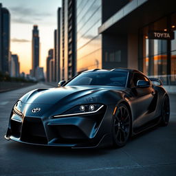 A futuristic 2024 Toyota Supra MK4 featuring an incredible W16 engine, beautifully designed with sleek, aerodynamic lines