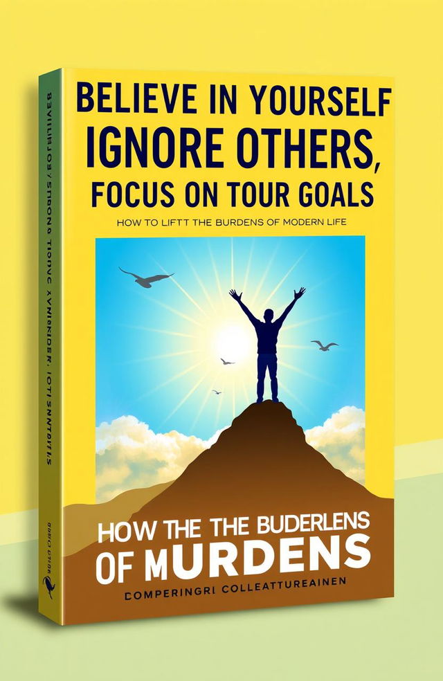 A modern, motivational book cover design for 'Believe in Yourself, Ignore Others, Focus on Your Goals: How to Lift the Burdens of Modern Life'