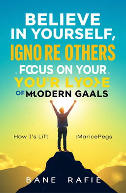 A modern, motivational book cover design for 'Believe in Yourself, Ignore Others, Focus on Your Goals: How to Lift the Burdens of Modern Life'