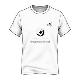 A minimalist t-shirt design for Tenaga Nasional Berhad, featuring a sleek and modern representation of their logo