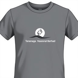 A minimalist t-shirt design for Tenaga Nasional Berhad, featuring a sleek and modern representation of their logo