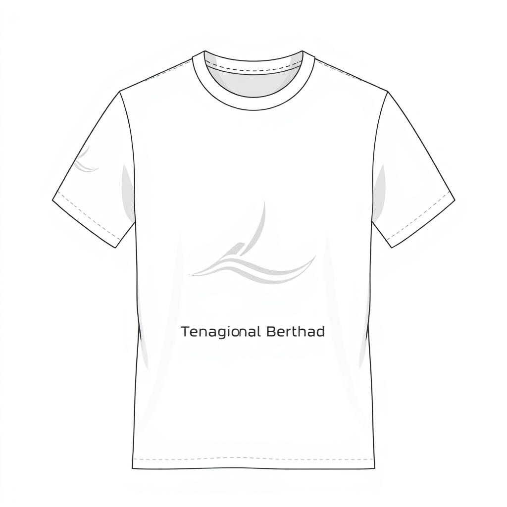 A minimalist t-shirt design for Tenaga Nasional Berhad, featuring a sleek and modern representation of their logo