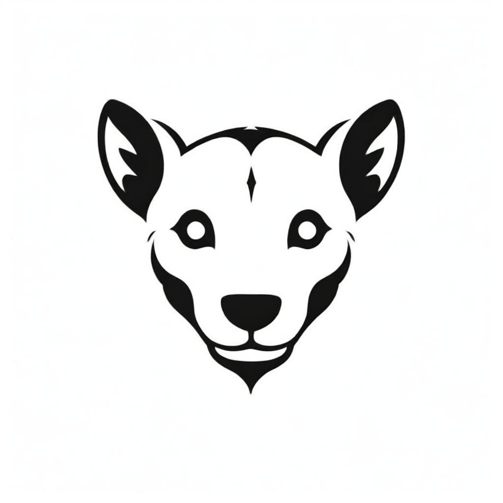 An intricately detailed logo showcasing a hyena skull with its unique characteristics, stylized in a strong and edgy design, using monochrome tones.