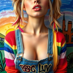 A close-up shot of a stunning blonde female with playful pigtails featuring colorful tips