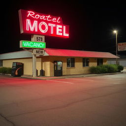 An image of a 1990s roadside motel in New Orleans, characterized by its simple and worn-down appearance