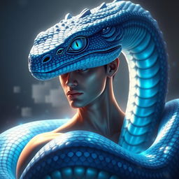 An enchanting representation of a blue serpent god, with a gaze that reflects ancient instincts long buried